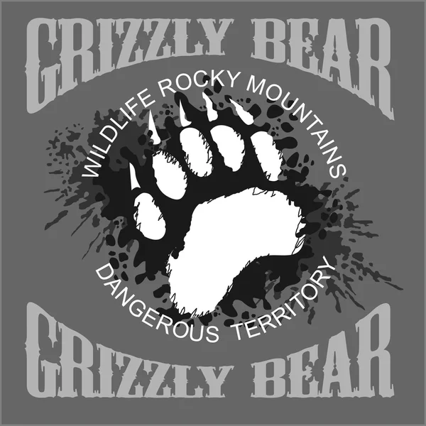 Grizzly Bear footprint emblem - vector illustration Vector Graphics