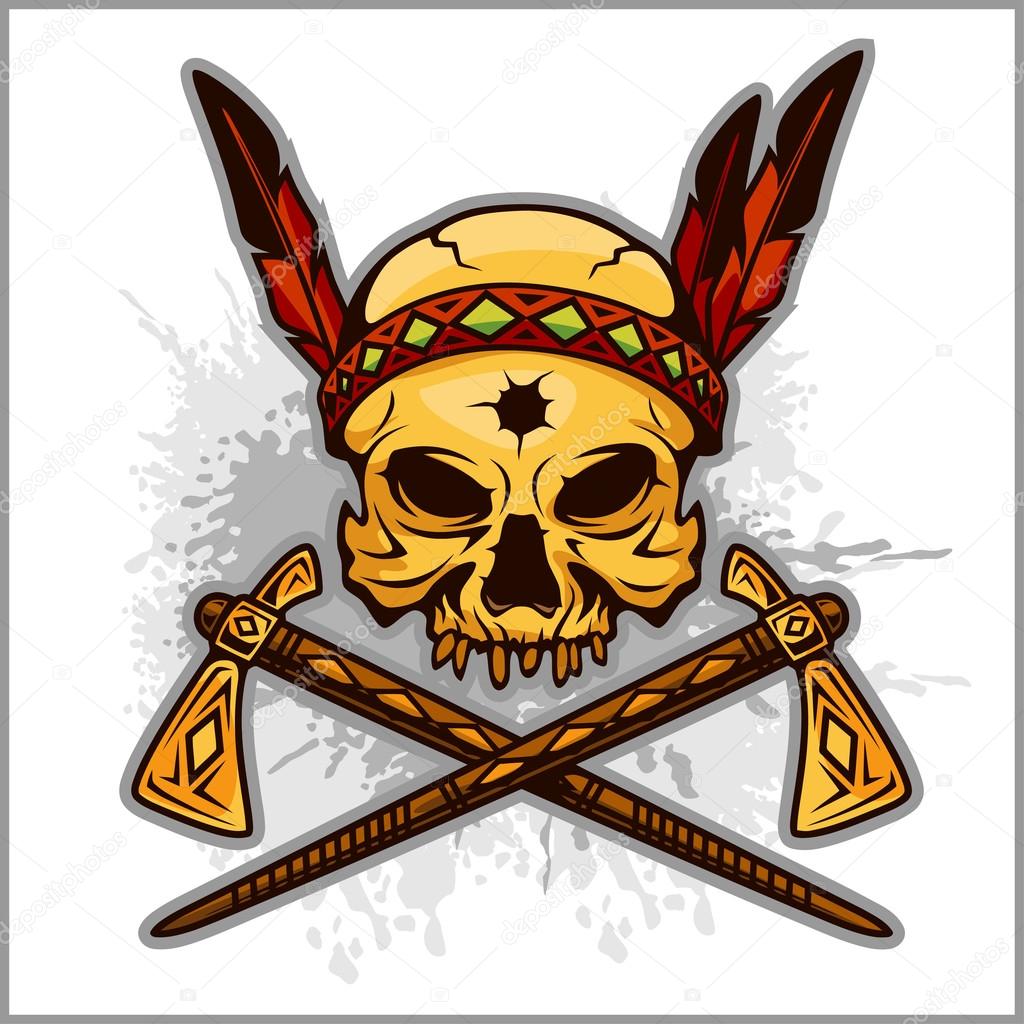Skull Of An Indian Warrior Vector Illustration Isolated On White Stock Vector Image By C Digital Clipart 96274414