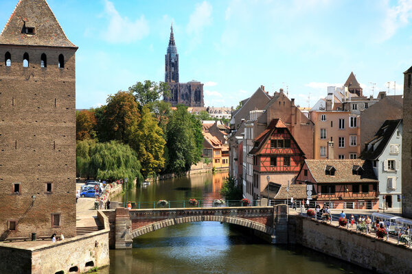 Ponts Couverts in Strasbourg Old Town, France, Эльзас
