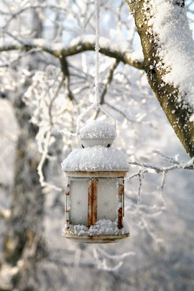 Weihnachtsdekoration mit Laterne — Stockfoto