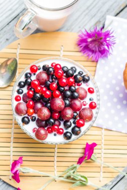 Kahvaltı Bahçe meyve kuş üzümü bektaşi ayran