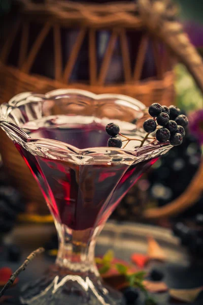 Dary podzimní kuchyně sladký nápoj aromatické tinktura černoplodá sušená — Stock fotografie
