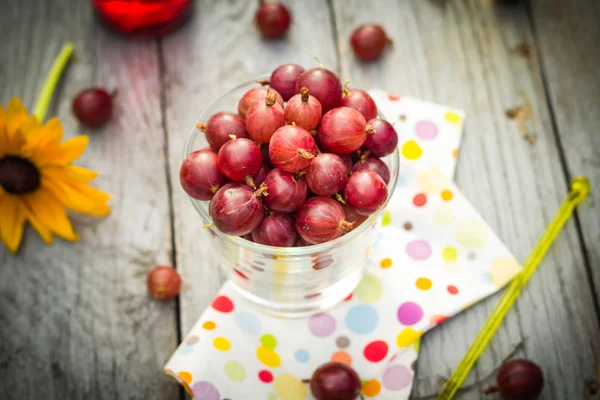 Summer fresh dessert fruit gooseberry colorful drinks wooden — Stock Photo, Image