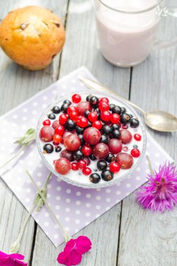 Kahvaltı Bahçe meyve kuş üzümü bektaşi ayran