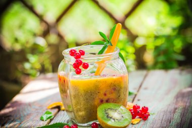 Kokteyl kivi meyve portakal kırmızı kuş üzümü