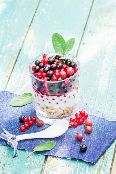 Repas du matin nutritif muesli fruits frais — Photo