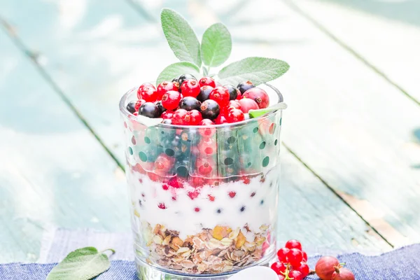 Repas du matin nutritif muesli fruits frais — Photo