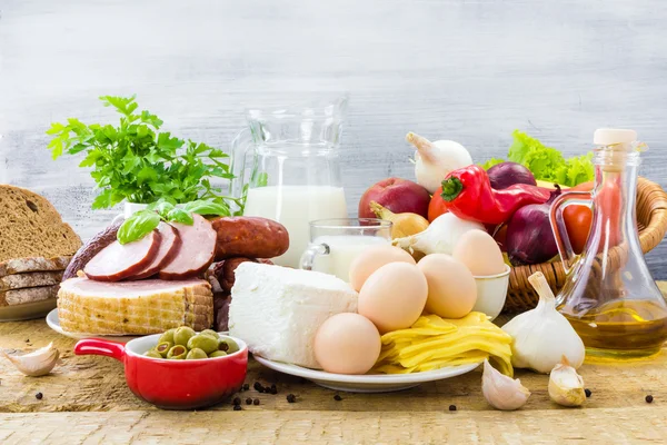 Verschiedene Lebensmittel gesunde Ernährung — Stockfoto