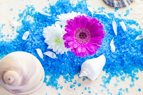 Spa set bath salt flowers — Stock Photo, Image