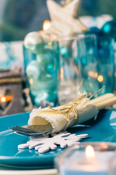 Christmas xmas eve table board setting — Stock Photo, Image