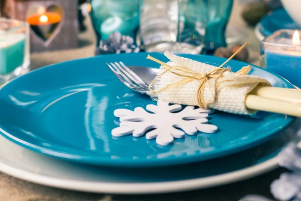 Christmas xmas eve table board setting — Stock Photo, Image