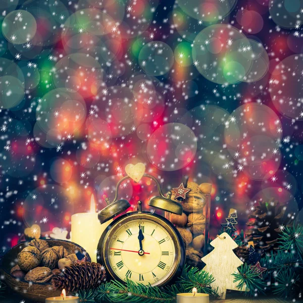 Navidad festiva reloj tiempo duodécimo año nuevo —  Fotos de Stock