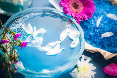 Spa kompozisyon su banyo tuzu çiçek kabuklar