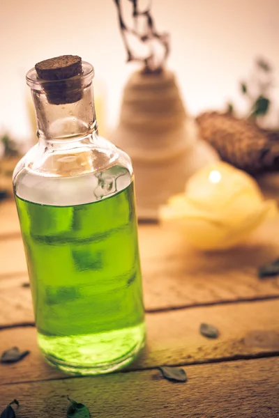 Closeup aromatické masážní olej prvek wellness — Stock fotografie