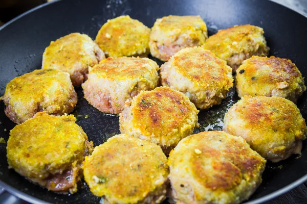 Set chops minced meat during frying — Stock Photo, Image