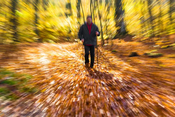 Nordic walking sport run walk motion flou extérieur personne jambes fo — Photo
