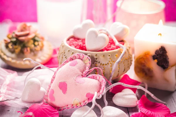 Composición del spa Día de San Valentín amor corazón salud corporal — Foto de Stock