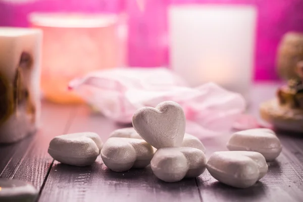 Spa composition Valentines Day heart love body health — Stock Photo, Image