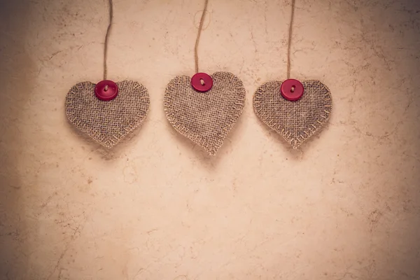 San Valentino sfondo Cuori fatti a mano vecchia carta — Foto Stock