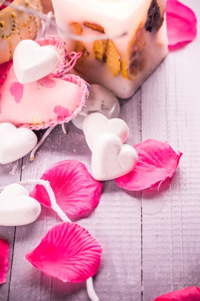 Wellness Zusammensetzung Valentinstag Herz Liebe Körper Gesundheit — Stockfoto