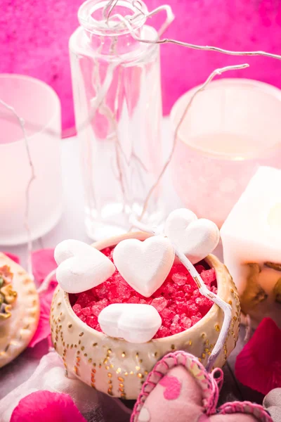 Kompozycja Spa Walentynki serce miłość zdrowie ciała — Zdjęcie stockowe