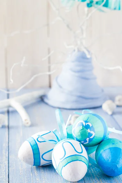 Colorful Easter eggs decorative arrangement — Stock Photo, Image