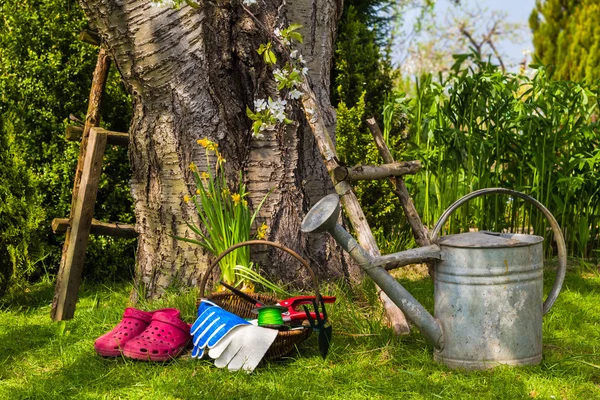 Attrezzi attrezzature lavoro primavera giardino — Foto Stock
