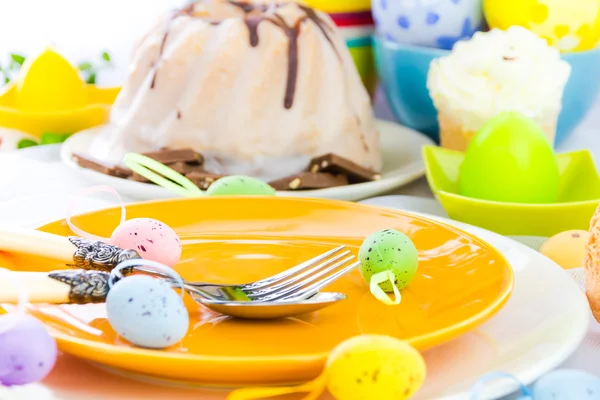 Tableware one person Easter table — Stock Photo, Image