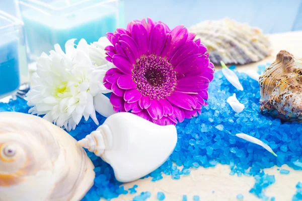 Spa set bath salt flowers — Stock Photo, Image