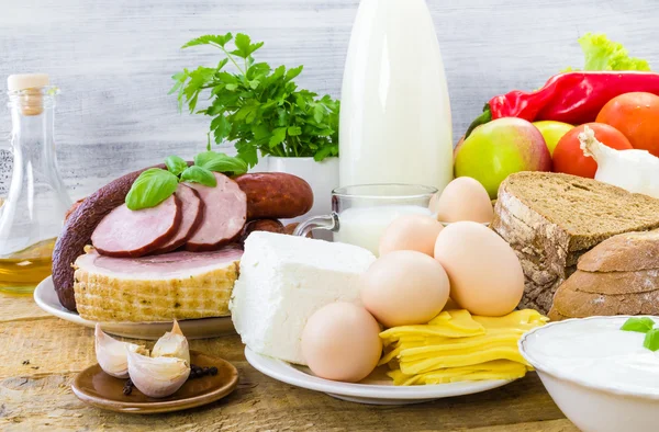 Composition food products table — Stock Image Composition food products table Royalty Free Stock Photos