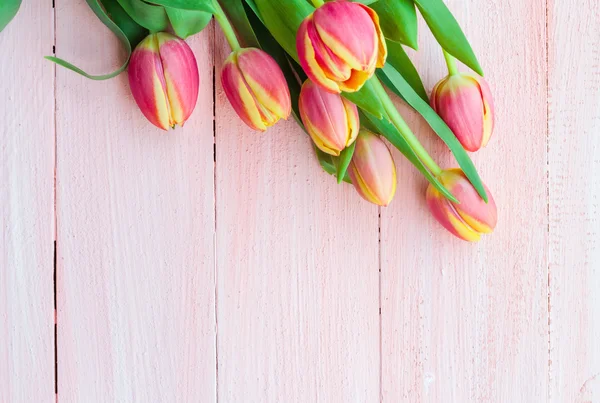Art abstract background spring tulips wooden design — Stock Photo, Image