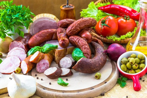 Produtos à base de carne variedade — Fotografia de Stock