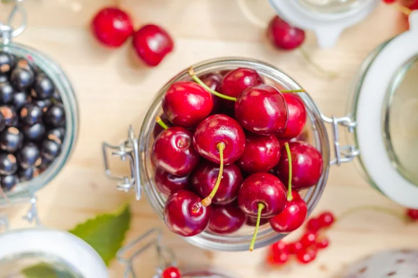 Top view summer fruits prepared Preserving — Stock Photo, Image