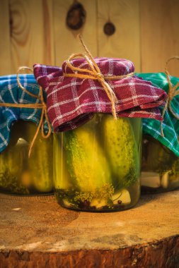 kavanoz salatalık turşusu ahşap tablo