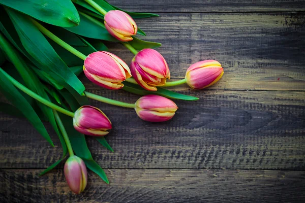 Sztuka projekt streszczenie tło wiosna tulipany drewniane — Zdjęcie stockowe