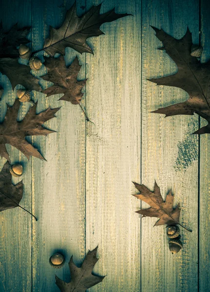 Regali autunno legno fondo vintage composizione — Foto Stock