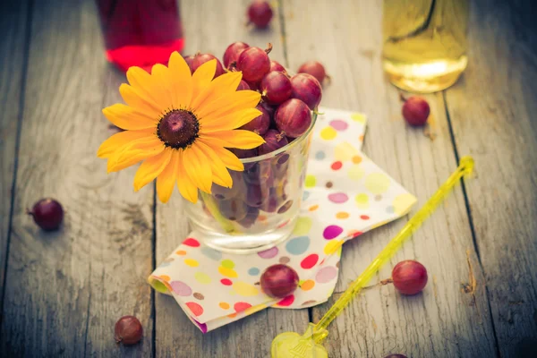 Dessert estivo frutta uva spina bevande colorate — Foto Stock
