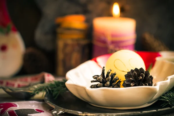 Christmas table festive supper setting eve — Stock Photo, Image