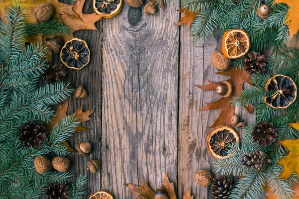 Boże Narodzenie tło gałązki dekoracje dary natury — Zdjęcie stockowe