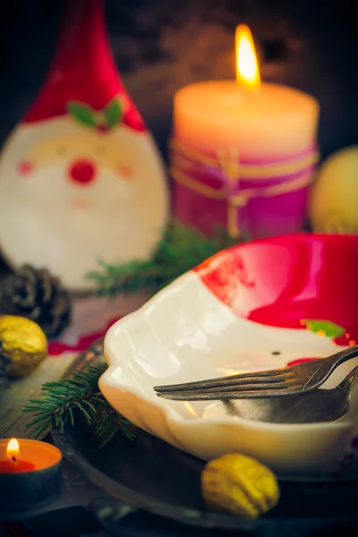 Weihnachtstisch festliches Abendbrot — Stockfoto