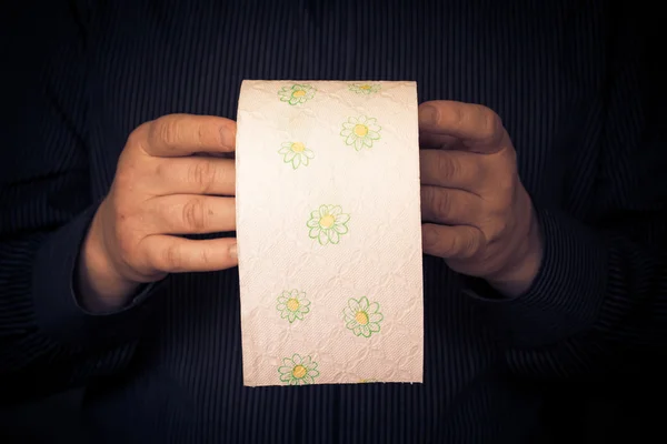 Man roll toilet paper — Stock Photo, Image