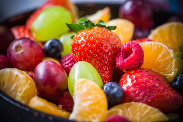 Dish full various fresh colorful fruits — Stock Photo, Image