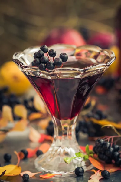 Hediyeler sonbahar mutfak tatlı aromatik içecek tentür chokeberry — Stok fotoğraf
