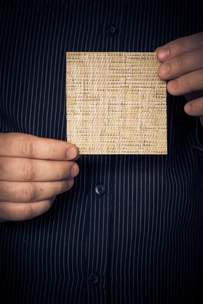 Square background hands man — Stock Photo, Image