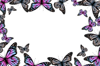 Kelebekler ve yıldızlarla dolu soyut bir arka plan.