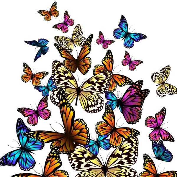 Fliegende Orange Schmetterlinge Vektorillustration — Stockvektor