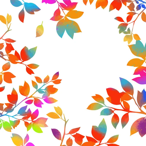 Hintergrundrahmen aus bunten Blättern. Vektorillustration — Stockvektor