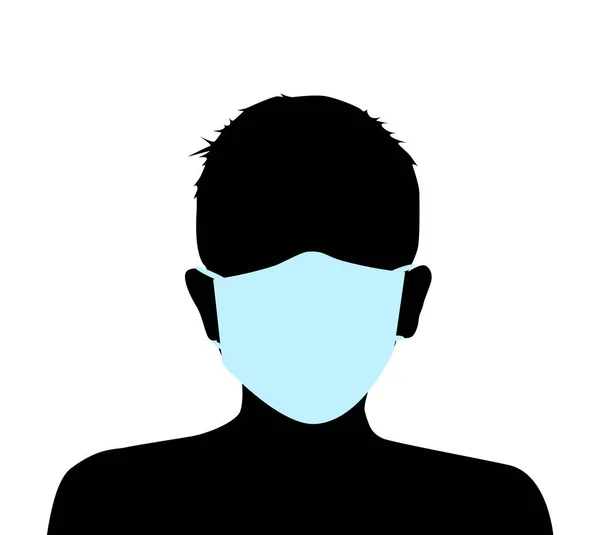 Tıbbi maske takan bir adam. Vektör illüstrasyonu — Stok Vektör