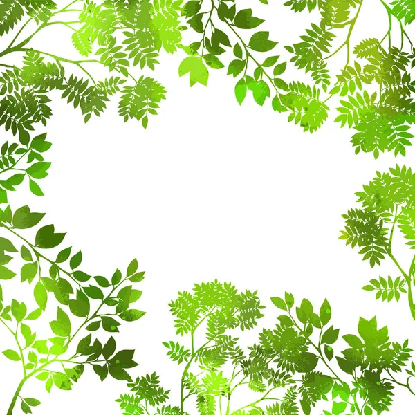 Frame Made Leaves Floral Frame Vector Illustration — Stock Vector