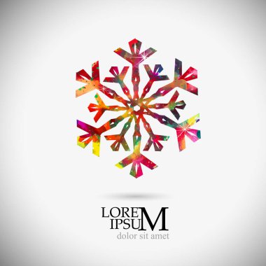Bir kar tanesinin çok renkli bir soyutlaması. Vektör illüstrasyonu